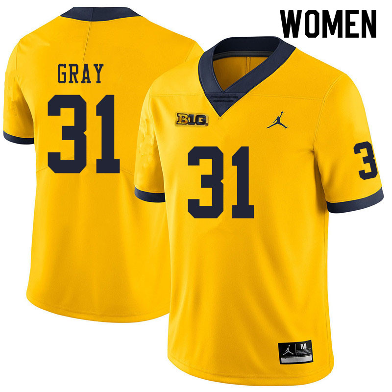 Women #31 Vincent Gray Michigan Wolverines College Football Jerseys Sale-Yellow
